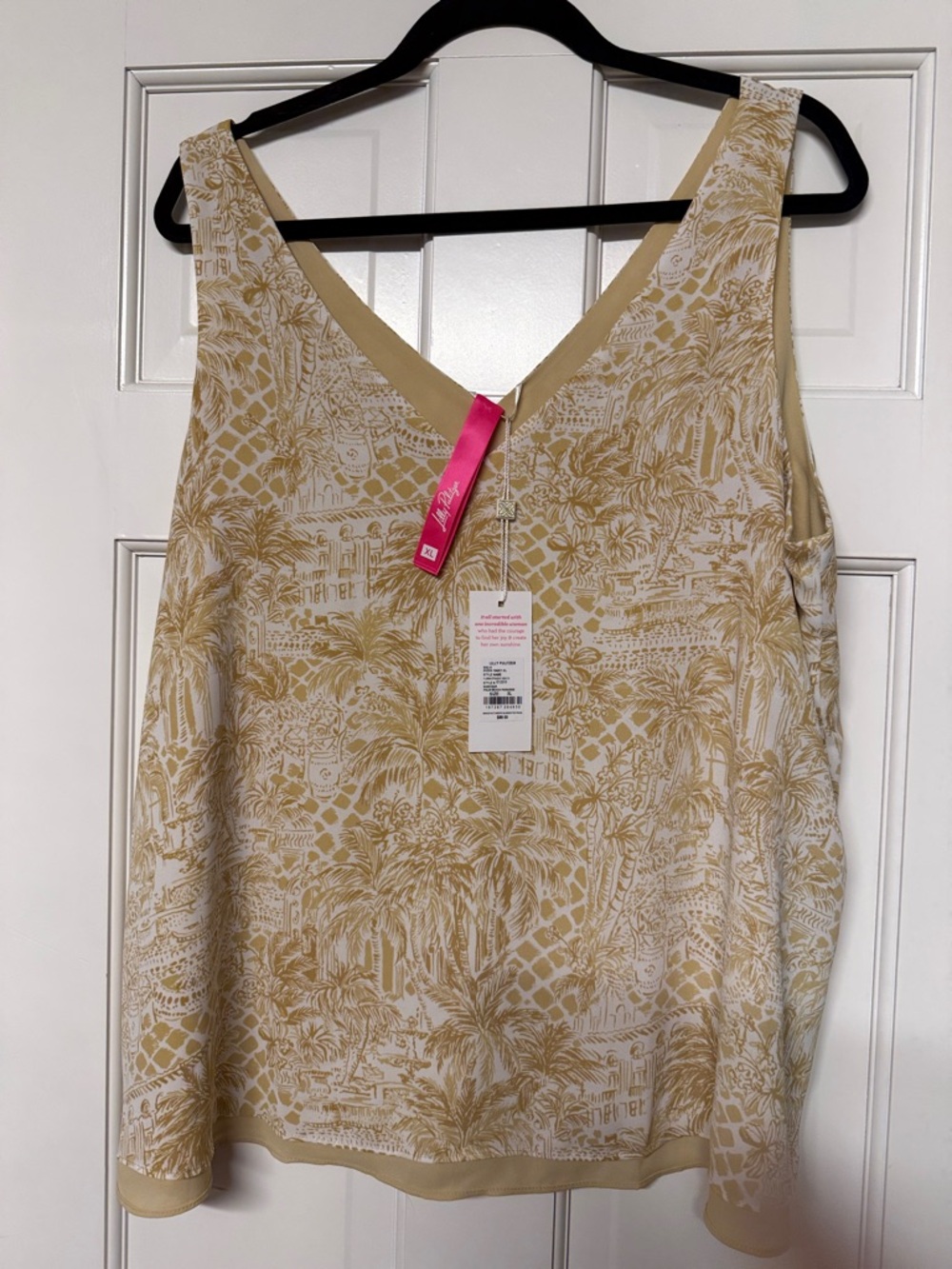 NWT Lilly Pulitzer Cream & Gold Printed V-Neck Camisole